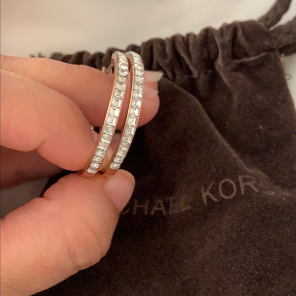 Michael Kors Rose Gold Studded Hoop Earrings